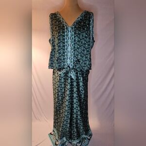 LOFT Green Paisley Pantsuit